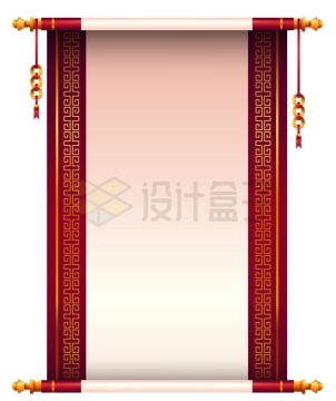 中国风竖版卷轴文本框信息框边框6116719矢量图片免抠素材
