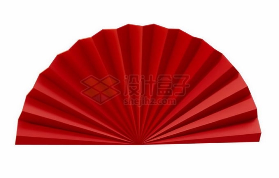 3D风格展开的红色折扇扇子8131311矢量图片免抠素材