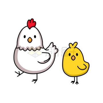超可爱的卡通小白鸡和小黄鸡2405498矢量图片免抠素材