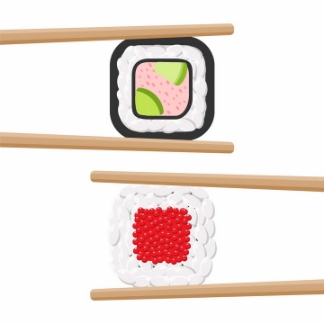 筷子夹住的两个寿司日本美食日式料理png图片免抠矢量素材