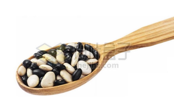 木头勺子里的黑芸豆白芸豆五谷杂粮粗粮美味美食1269551图片免抠素材
