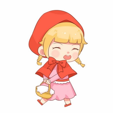 可爱小红帽提着篮子卡通小女孩童话人物插画7885422图片免抠素材