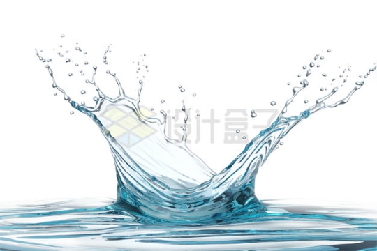 蓝色水面和纯净水水花效果2354405PSD免抠图片素材