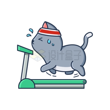 可爱小猫咪在跑步机上健身减肥4676791矢量图片免抠素材