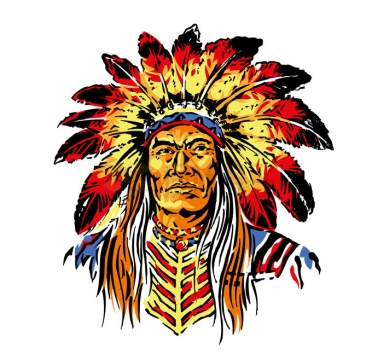 脸上写满沧桑的印第安人老酋长水彩插画3635310矢量图片免抠素材