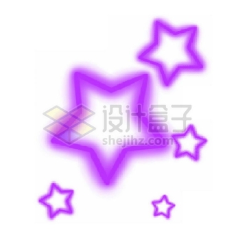 霓虹灯风格发光线条紫色空心五角星1434776免抠图片素材