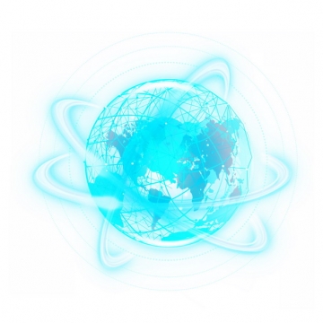 科技风格发光的蓝色地球图案和光环光圈446658图片素材