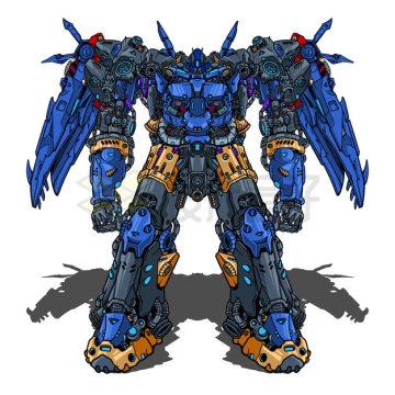 蓝色带翅膀高达机甲战斗机器人变形金刚8354369矢量图片免抠素材