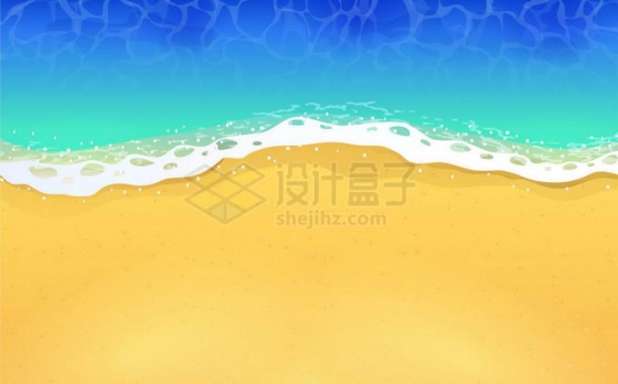 卡通蓝色的海水潮水和黄灿灿的沙滩海滩背景6061846矢量图片免抠素材免费下载