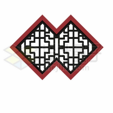 中国风双菱形窗格装饰图案9607309矢量图片免抠素材