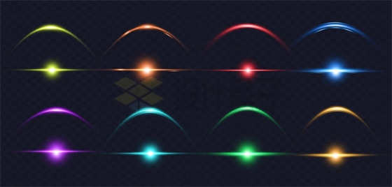 6款弯曲和直线的星芒星光发光线条效果7018821PSD免抠图片素材