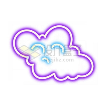 霓虹灯风格发光线条紫色云朵图案4920126免抠图片素材
