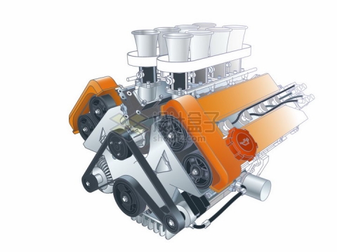 汽车发动机引擎结构图png图片素材