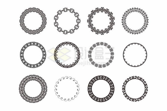 12款复杂图案组成的圆环装饰物5824505矢量图片免抠素材