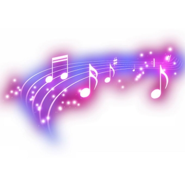 跳动的紫色音乐音符发光绚丽五线谱效果4579969免抠图片素材
