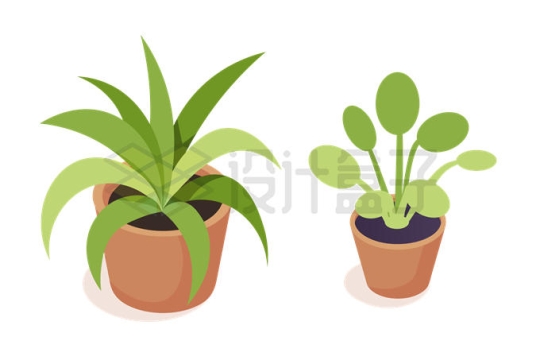 两款简约风格的花盆桌面盆栽植物绿植8724429矢量图片免抠素材