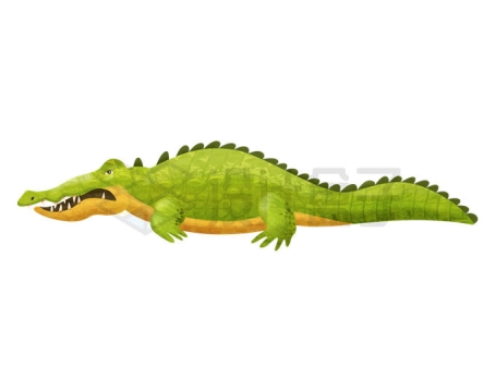 一条绿色的卡通鳄鱼侧面图7367652矢量图片免抠素材