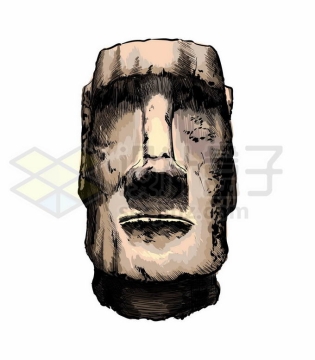 复活节岛石像写实风格水彩插画4255218矢量图片免抠素材免费下载