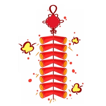 一串新年春节卡通红色鞭炮装饰8756254免抠图片素材