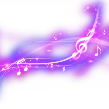 跳动的紫色红色音乐音符发光绚丽五线谱效果4115846免抠图片素材