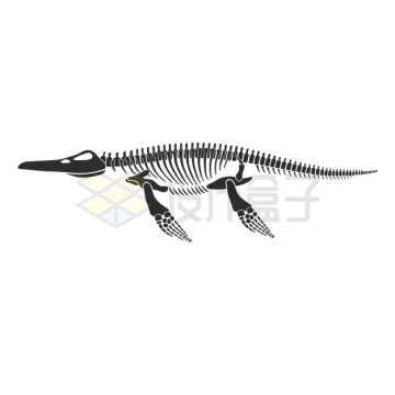 鱼龙骨骼骨架恐龙化石剪影图案1952198矢量图片免抠素材
