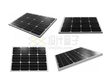 4个不用角度的黑色太阳能电池板5948560图片免抠素材