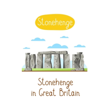 扁平化风格巨石阵英国地标建筑旅游图片免抠矢量素材