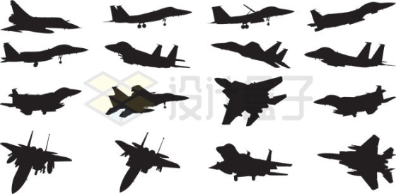 16款战斗机飞机剪影3662357矢量图片免抠素材