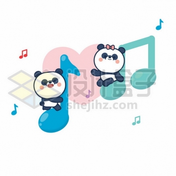 卡通熊猫和音乐符号219916图片免抠矢量素材