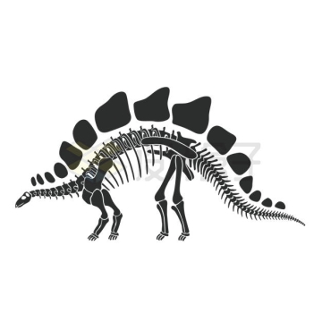 剑龙骨骼骨架恐龙化石剪影图案7026645矢量图片免抠素材