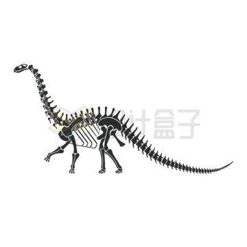 梁龙骨骼骨架恐龙化石剪影图案3760360矢量图片免抠素材