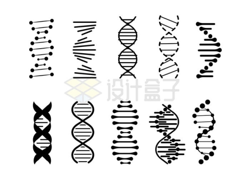 10款黑色DNA脱氧核糖核酸图案5261212矢量图片免抠素材