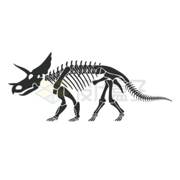 三角龙骨骼骨架恐龙化石剪影图案4755967矢量图片免抠素材