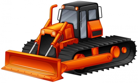 橙色的履带式重型推土机工程机械车辆图片免抠矢量素材