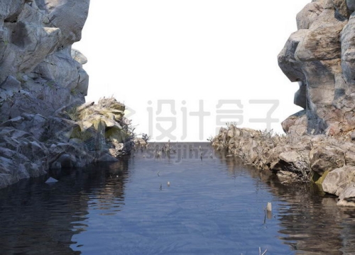 岩石悬崖峭壁峡谷中的湖水2581211PSD免抠图片素材