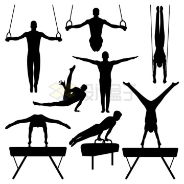 体操运动员吊环平衡木剪影4331143矢量图片免抠素材