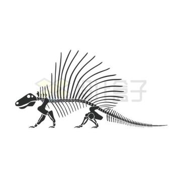 异齿龙异齿兽骨骼骨架恐龙化石剪影图案4301850矢量图片免抠素材