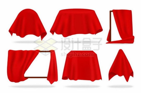 6款红色帷幕覆盖的圆桌相框等1196570矢量图片免抠素材