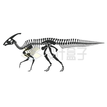 鸭嘴龙骨骼骨架恐龙化石剪影图案4648991矢量图片免抠素材