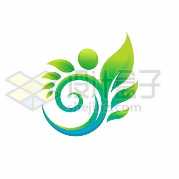 创意绿色树叶变形的螺旋线logo设计方案6388976矢量图片免抠素材免费下载