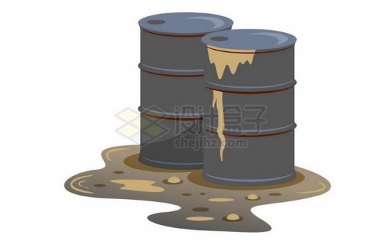破损的铁桶化工桶各种有毒有害物质泄漏出来污染环境4787653矢量图片免抠素材
