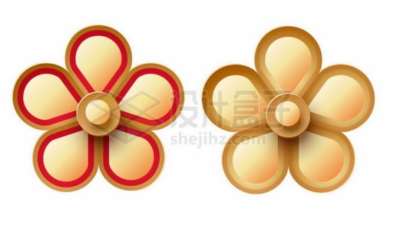 中国风金色描边花朵图案装饰4436757矢量图片免抠素材
