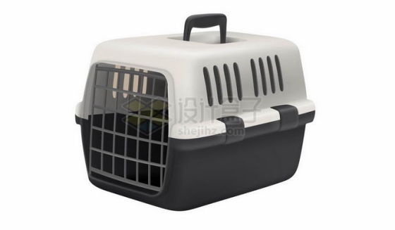一个黑白色的宠物航空箱外出宠物笼子宠物用品3709866矢量图片免抠素材