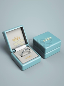 蓝色的戒指盒子高档礼品盒广告设计样机模板1631311PSD图片素材