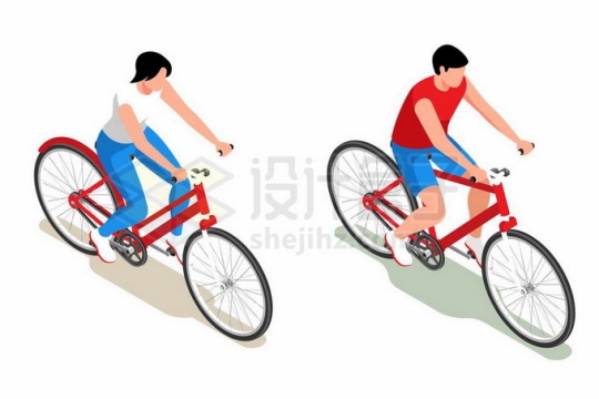 骑自行车的男人和女人3444327矢量图片免抠素材