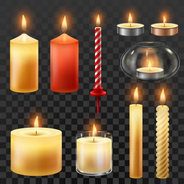 各种各样的生日蜡烛香薰蜡烛照明蜡烛图片免抠矢量素材