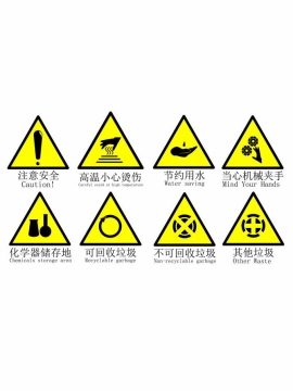 注意安全高温小心烫伤节约用水标志等黄色三角形警示标志4700534矢量图片免抠素材免费下载