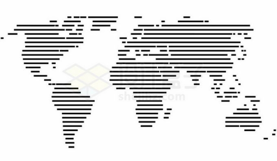黑色线条斑马线世界地图3905477免抠图片素材