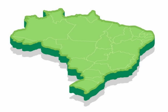绿色3D立体巴西地图5234838png图片免抠素材