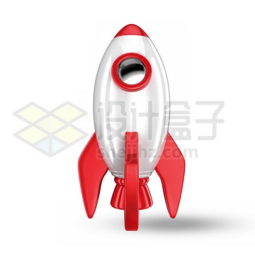 一个红色白色的卡通小火箭发射3D模型9405513PSD免抠图片素材